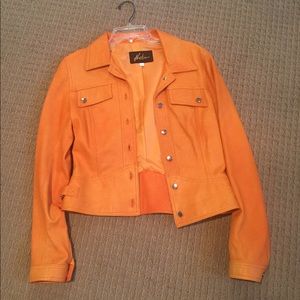 Super Unique Orange Leather Jacket